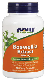 NOW Foods Boswellia ekstrakt ja kurkumi juure ekstrakt, 250 mg – 120 kapslit