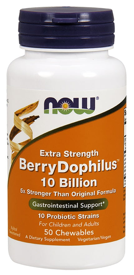 NOW Foods BerryDophilus, 10 miljardit (ülitugev) – 50 närimistabletti