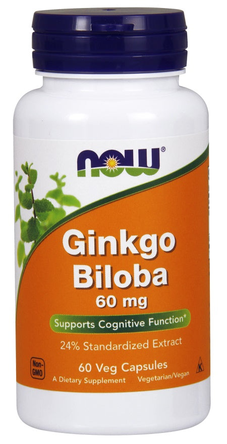 NOW Foods hõlmikpuu (Ginkgo Biloba), 60 mg – 60 kapslit