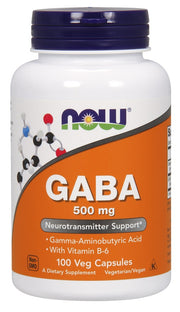 NOW Foods GABA koos vitamiiniga B6, 500 mg – 100 kapslit