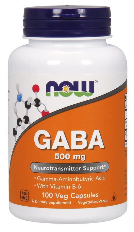 NOW Foods GABA koos vitamiiniga B6, 500 mg – 100 kapslit