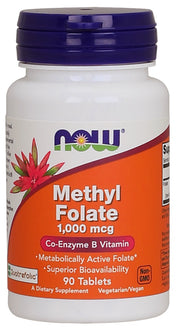 NOW Foods metüülfolaat, 1000 mcg - 90 tabletti
