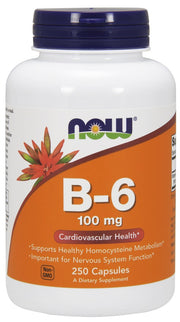 NOW Foods B-6-vitamiin, 100 mg – 250 kapslit