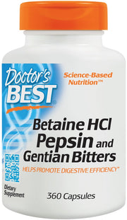 Doctor's Best Betaine HCl, pepsiini ja emajuure mõrud – 360 kapslit