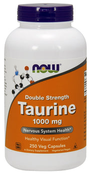 NOW Foods tauriin, 1000 mg kahekordne tugevus – 250 kapslit
