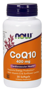 NOW Foods CoQ10 koos E-vitamiini ja päevalilleletsitiiniga, 400 mg – 30 kapslit