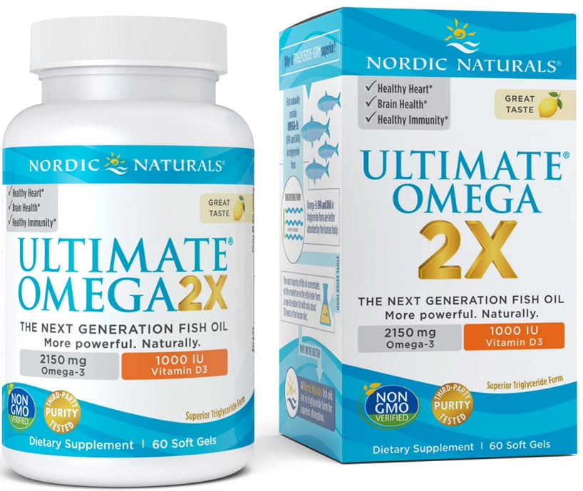 Nordic Naturals Ultimate Omega 2X D3-vitamiiniga, 2150 mg sidrunimaitseline – 60 kapslit