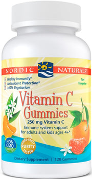 Nordic Naturals C-vitamiini kummikommid, 250 mg mandariinimaitsega – 120 kummikommi