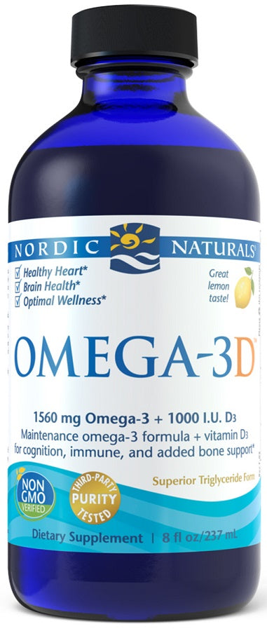 Nordic Naturals Omega-3D, 1560 mg sidrunimaitseline – 237 ml.