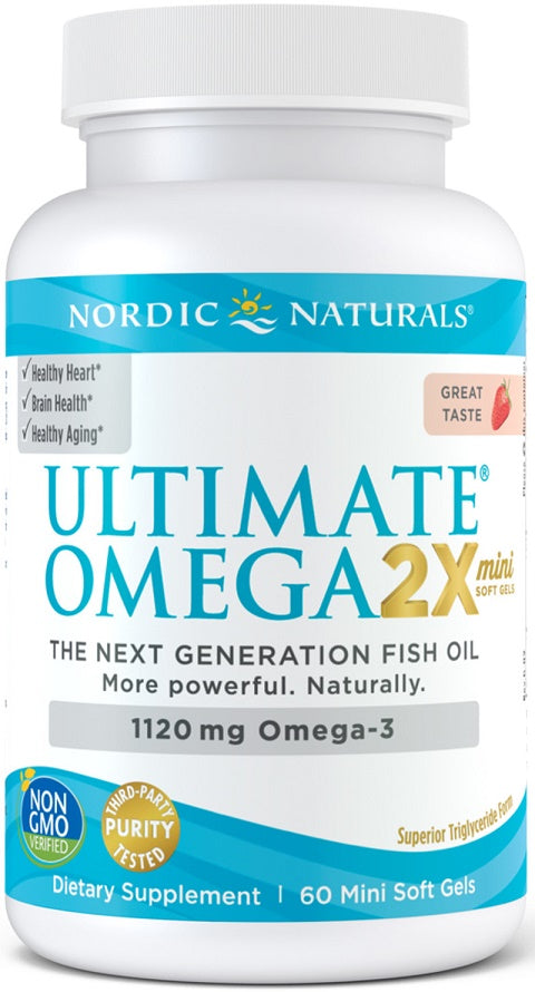 Nordic Naturals Ultimate Omega 2X Mini, 1120 mg, maasika maitsega – 60 minikapslit