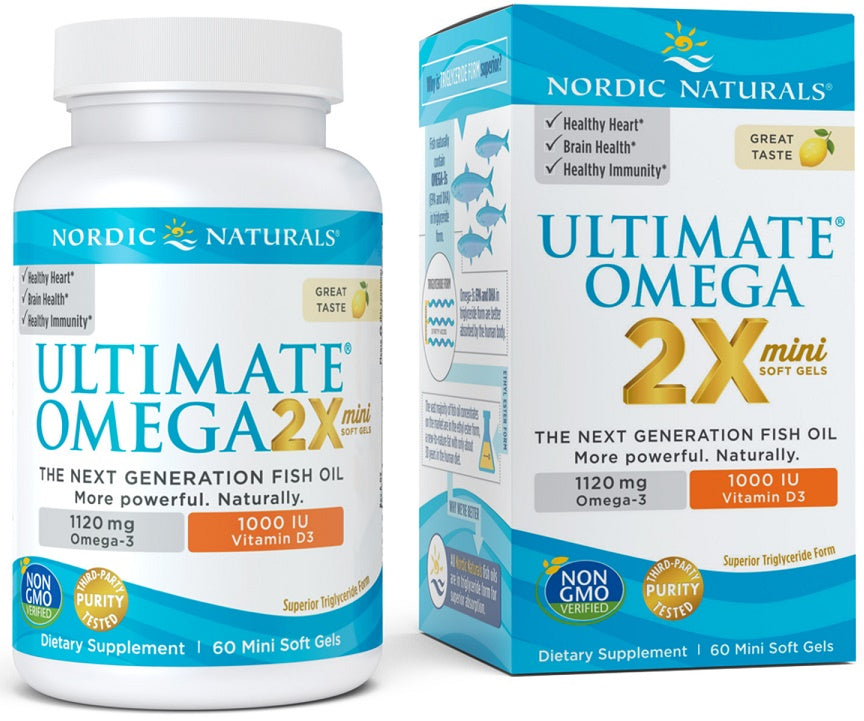 Nordic Naturals Ultimate Omega 2X Mini D3-vitamiiniga, 1120 mg sidrunimaitseline – 60 minikapslit