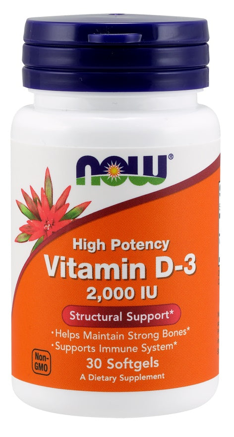 NOW Foods D-3-vitamiin, 2000 IU – 30 kapslit