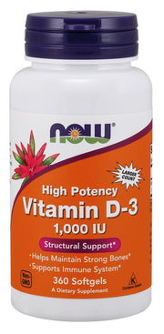 NOW Foods D-3-vitamiin, 1000 IU – 360 kapslit