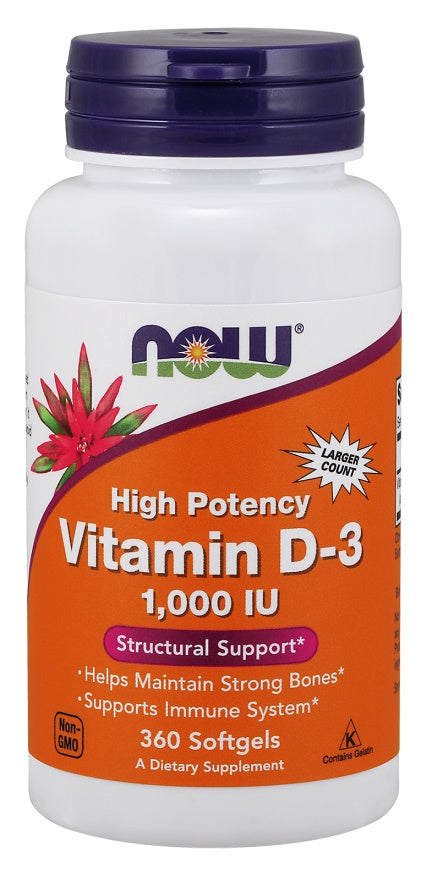 NOW Foods D-3-vitamiin, 1000 IU – 360 kapslit