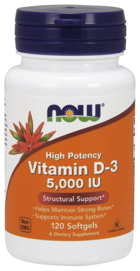 NOW Foods D-3-vitamiin, 5000 IU – 120 kapslit