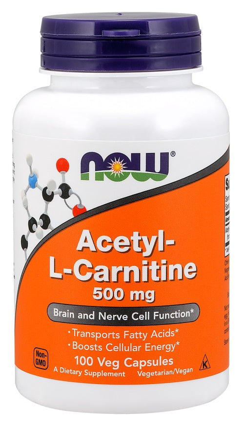 NOW Foods atsetüül-L-karnitiin, 500 mg – 100 kapslit