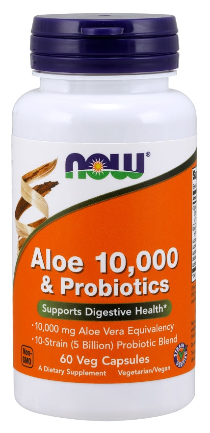 NOW Foods aaloe 10 000 ja probiootikumid – 60 kapslit
