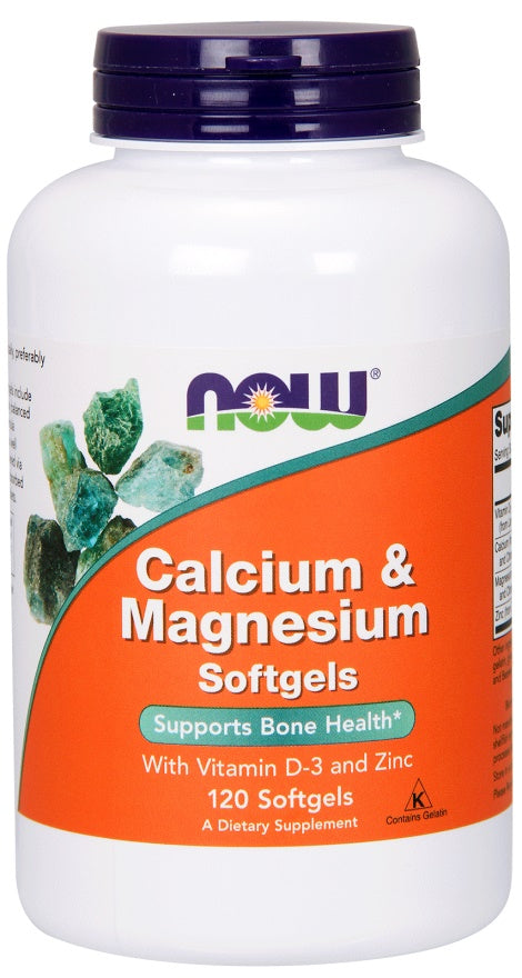 Produkto nuotrauka: NOW Foods Calcium & Magnesium with Vit D and Zinc - 120 minkštųjų kapsulių