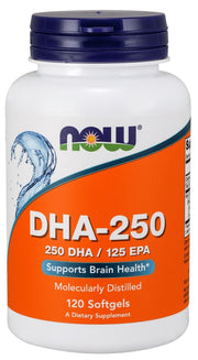 NOW Foods DHA - 250, 250 DHA / 125 EPA - 120 geeli