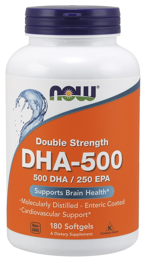 NOW Foods DHA - 500, 500 DHA / 250 EPA - 180 geeli