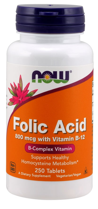 NOW Foods foolhape B12-vitamiiniga, 800 mcg - 250 tabletti