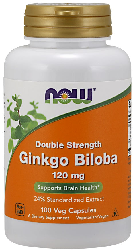 NOW Foods Double Strength hõlmikpuu (Ginkgo Biloba), 120 mg – 100 kapslit