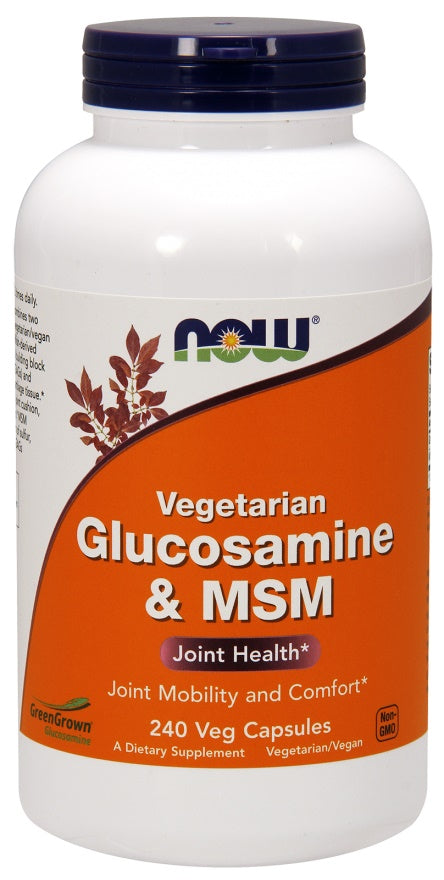 NOW Foods glükoosamiin ja MSM taimetoitlastele – 240 kapslit