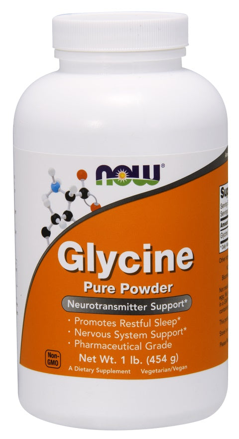 NOW Foods glütsiin, puhas pulber – 454 g