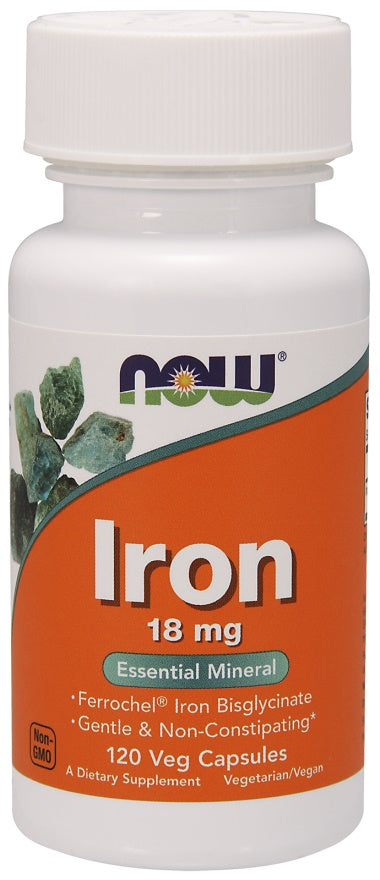 NOW Foods raud (raud), 18 mg – 120 kapslit