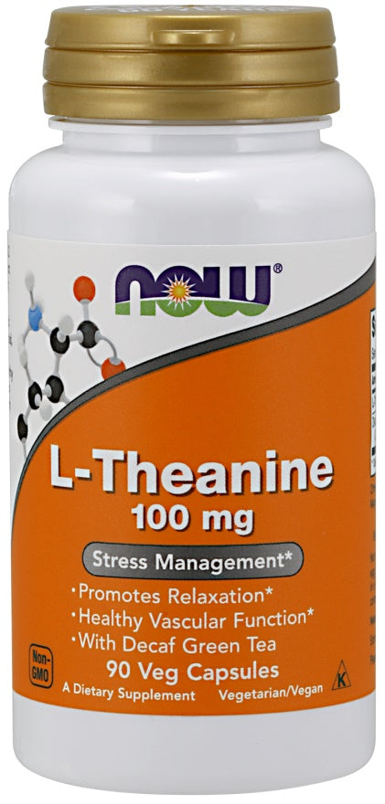 NOW Foods L-teaniin kofeiinivaba rohelise teega, 100 mg – 90 kapslit