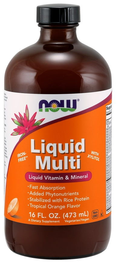 NOW Foods vedel metsamarja multivitamiin (rauduvaba) – 473 ml.