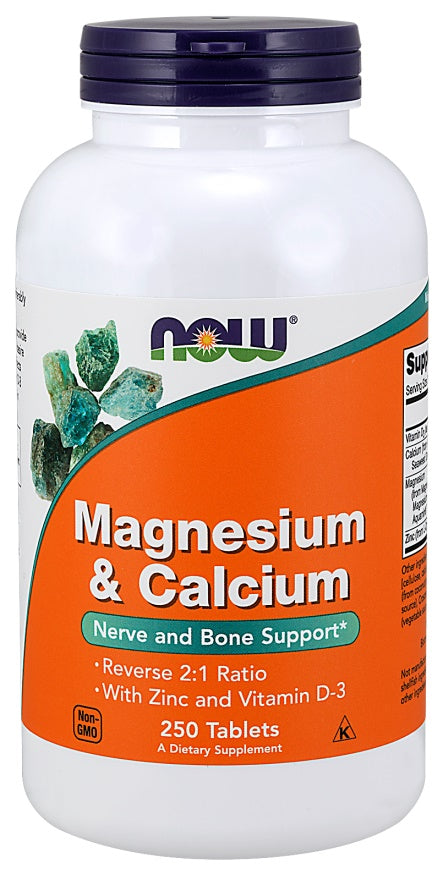 NOW Foods magneesium ja kaltsium tsingi ja D3-vitamiiniga – 250 tabletti