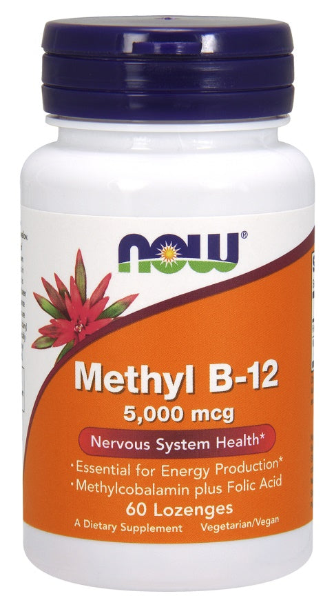 NOW Foods metüül-B12 folaadiga, 5000 mcg - 60 imemistabletti