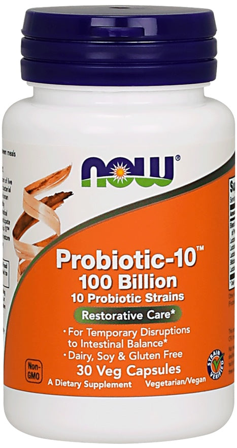 NOW Foods Probiotic-10, 100 miljardit – 30 kapslit