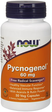 NOW Foods Pycnogenol with Acerola and Rutin Powder, 60 mg – 50 Capsules