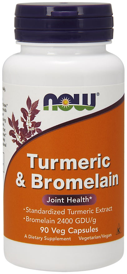 NOW Foods kurkum ja bromelaiin – 90 kapslit