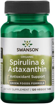 Swanson Spirulina & Astaxantin – 120 taimetoitlaslikku tabletti