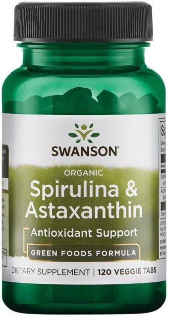 Swanson Spirulina & Astaxantin – 120 taimetoitlaslikku tabletti