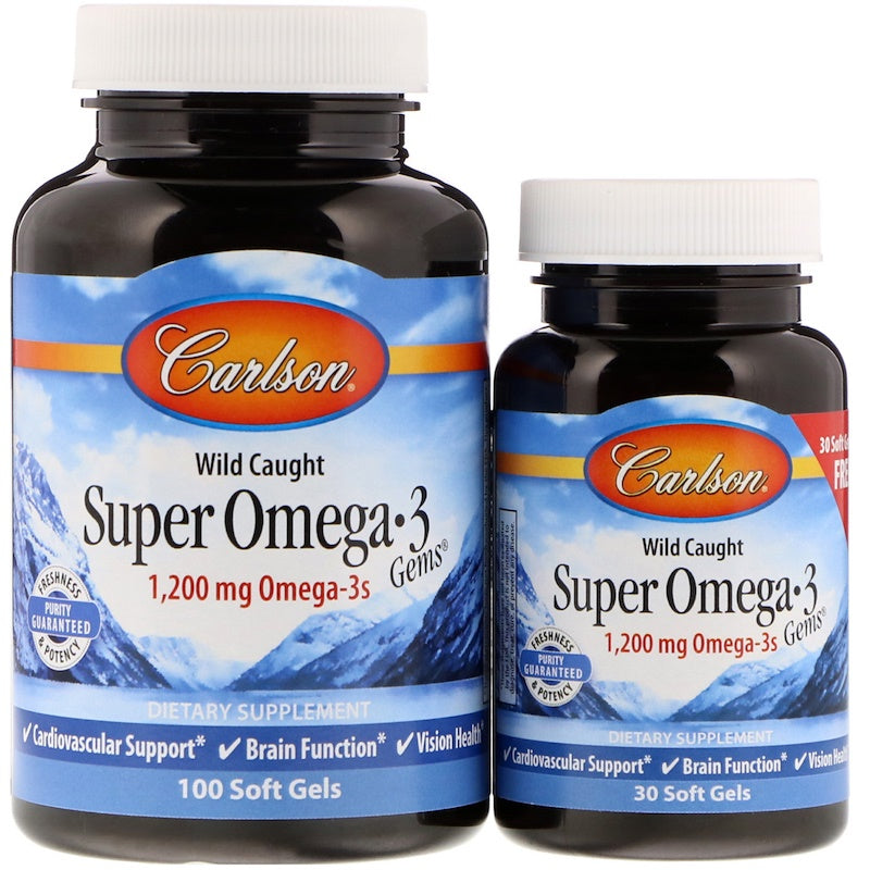 Carlson Labs püütud Super Omega-3, 1200 mg – 100 + 30 kapslit