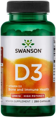 Swansoni D-3-vitamiin, 1000 IU – 250 kapslit