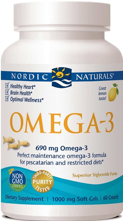 Nordic Naturals Omega-3, 690 mg sidrunimaitseline (kalaželatiin) – 60 kapslit