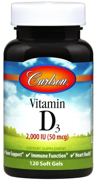 Carlson Labs D3-vitamiin, 2000 IU – 120 geelkapslit