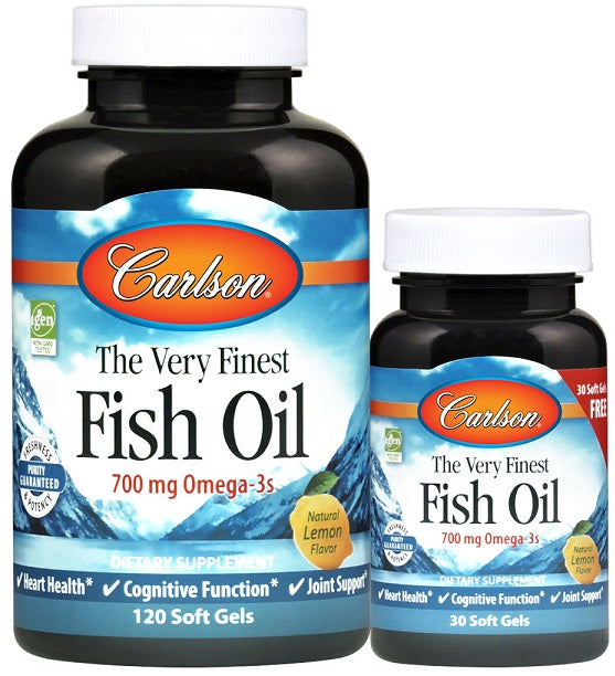 Carlson Labs kvaliteetne kalaõli – 700 mg oomega-3, looduslik apelsin – 120 + 30 kapslit