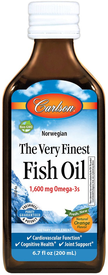 Carlson Labs tippkvaliteediga kalaõli, naturaalne apelsin – 200 ml.