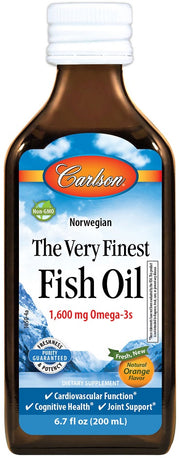 Carlson Labs tippkvaliteediga kalaõli, naturaalne sidrun – 200 ml.