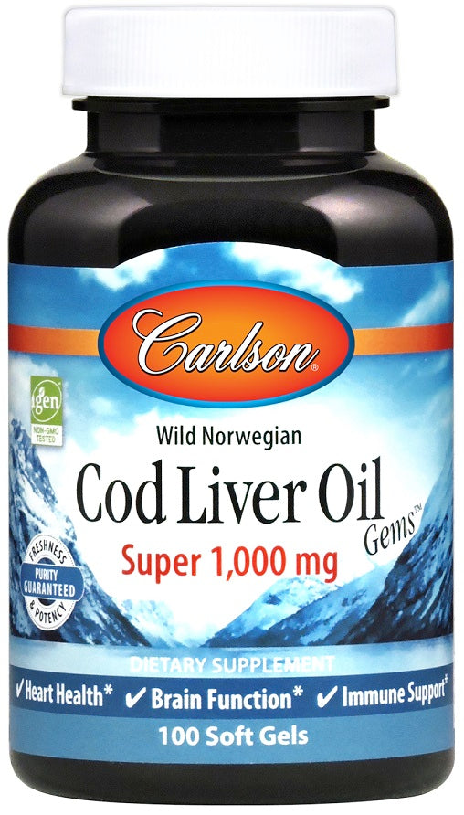 Carlson Labs looduslik Norra tursamaksaõli, 1000 mg – 100 kapslit