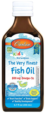 Carlson Labs Kid's Premium kalaõli, 800 mg sidrunimaitseline – 200 ml.