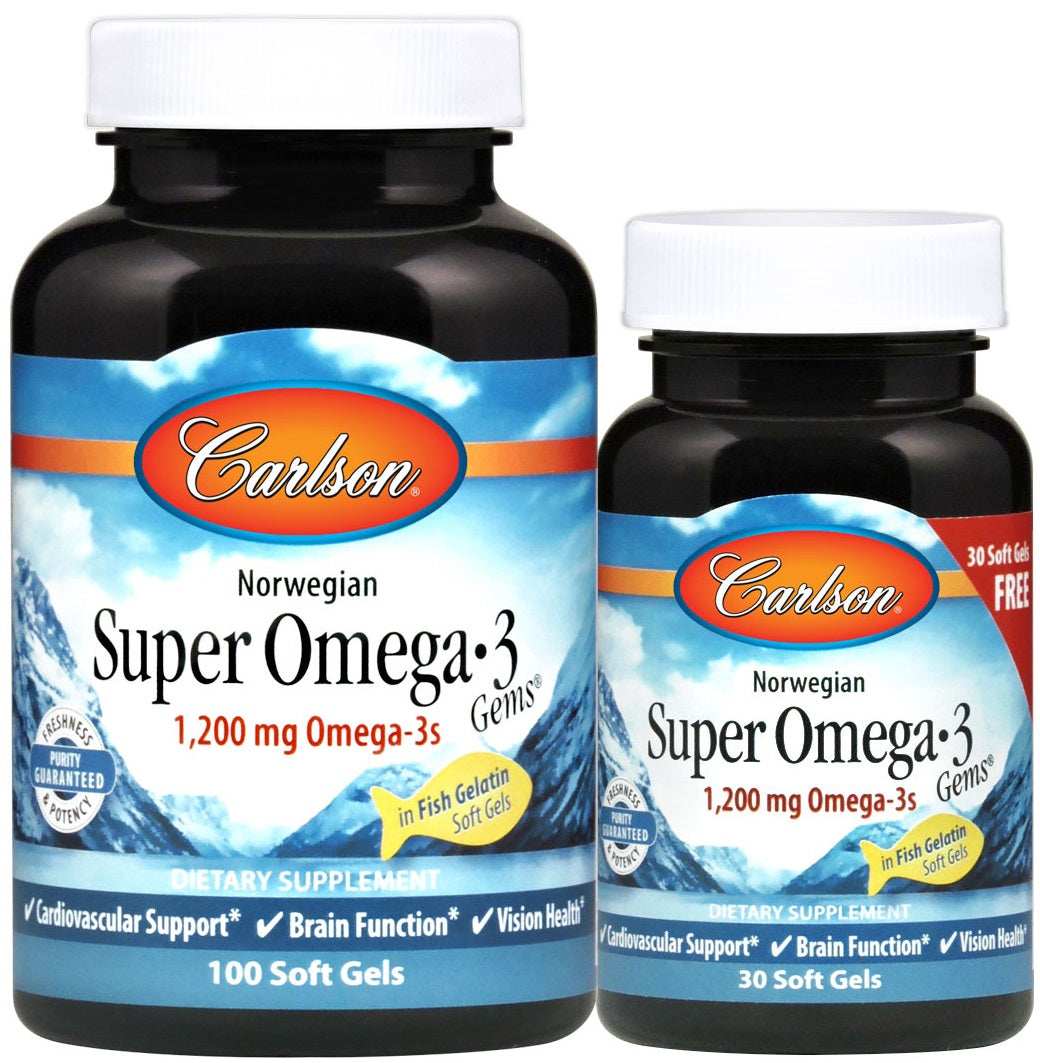 Carlson Labs Norra Super Omega - 3 Gems, 1200 mg - 100 + 30 kapslit