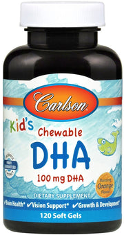 Carlson Labs Laste närimis-DHA kapslid, 100 mg apelsinimaitselised – 120 kapslit