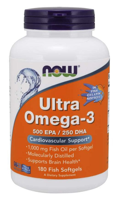 NOW Foods Ultra Omega-3 (kalamarja želatiinist pehmed kapslid) – 180 kalamarjakapslit